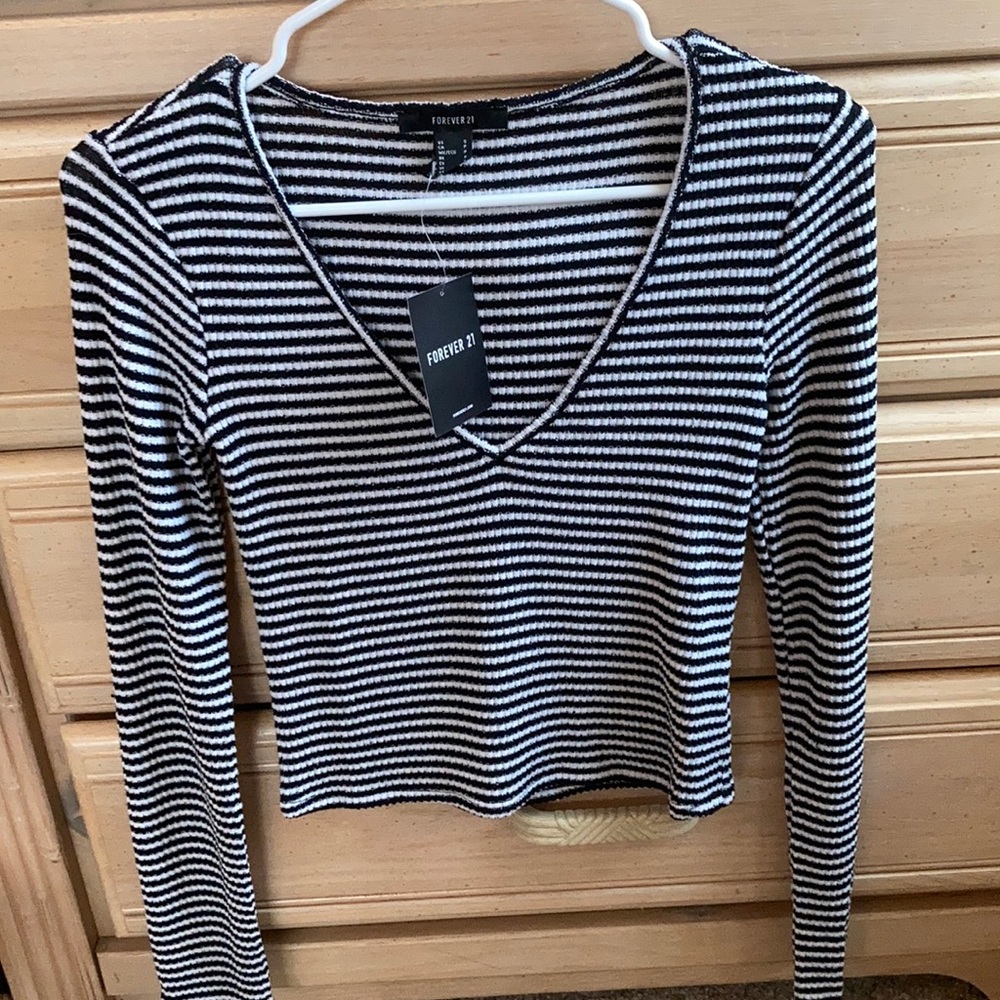 Forever 21 V neck long sleeve crop top